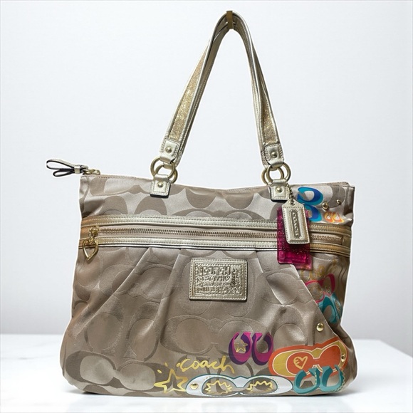 Coach Poppy RARE Appliqué Tote Bag - Picture 1 of 17